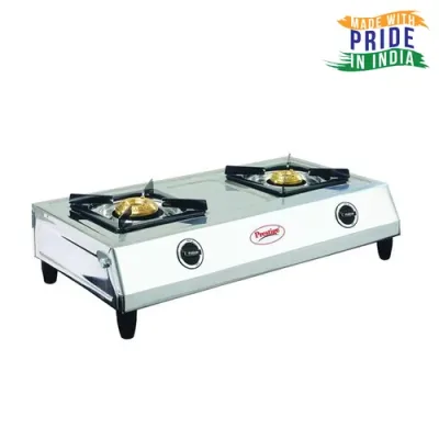 Prestige Agni Manual Stainless Steel 2 Burners Gas Stove Silver